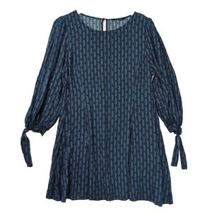 Zara Relaxed A-Line Dress Womens XL Blue Black Lightweight Flowy Business Casual